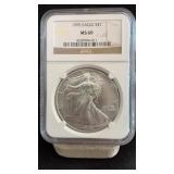 1995 MS69 Silver Eagle Dollar NGC Graded
