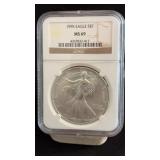 1995 MS69 Silver Eagle Dollar NGC Graded