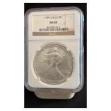 1995 MS69 Silver Eagle Dollar NGC Graded