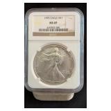 1995 MS69 Silver Eagle Dollar NGC Graded