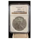 1998 MS69 Silver Eagle Dollar NGC Graded