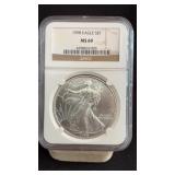 1998 MS69 Silver Eagle Dollar NGC Graded