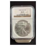 1998 MS69 Silver Eagle Dollar NGC Graded