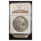 1995 MS69 Silver Eagle Dollar NGC Graded