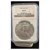1995 MS69 Silver Eagle Dollar NGC Graded