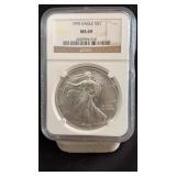 1995 MS69 Silver Eagle Dollar NGC Graded