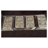 Four US State 1 ozt Fine Silver Bars