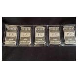 Five PA US State 1 ozt Fine Silver Bars