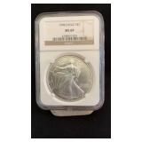 1998 MS69 Silver Eagle Dollar NGC Graded