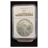 1998 MS69 Silver Eagle Dollar NGC Graded