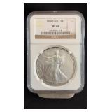 1996 MS69 Silver Eagle Dollar NGC Graded