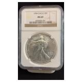 1994 MS69 Silver Eagle Dollar NGC Graded