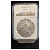 1996 MS69 Silver Eagle Dollar NGC Graded