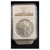 1994 MS69 Silver Eagle Dollar NGC Graded