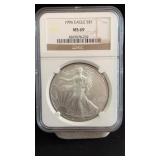 1996 MS69 Silver Eagle Dollar NGC Graded