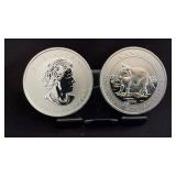 2 Canada 2014 Arctic Fox 1.5 ozt $8 Silver Coins