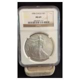 1996 MS69 Silver Eagle Dollar NGC Graded