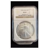 1996 MS69 Silver Eagle Dollar NGC Graded