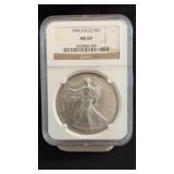 1996 MS69 Silver Eagle Dollar NGC Graded
