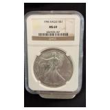 1996 MS69 Silver Eagle Dollar NGC Graded