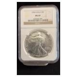 1994 MS69 Silver Eagle Dollar NGC Graded