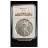 1996 MS69 Silver Eagle Dollar NGC Graded
