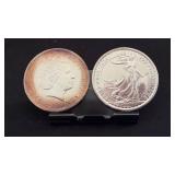 Two 2014 British 1 ozt 999 Fine Silver Coins