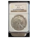 1995 MS69 Silver Eagle Dollar NGC Graded