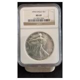 1994 MS69 Silver Eagle Dollar NGC Graded