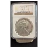 1995 MS69 Silver Eagle Dollar NGC Graded