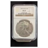 1995 MS69 Silver Eagle Dollar NGC Graded