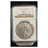 1995 MS69 Silver Eagle Dollar NGC Graded