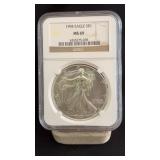 1994 MS69 Silver Eagle Dollar NGC Graded
