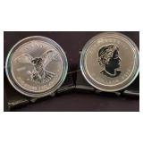 2 Canada 2014 Peregrine Falcon $5 Silver Coins