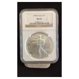 1998 MS69 Silver Eagle Dollar NGC Graded