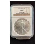 1998 MS69 Silver Eagle Dollar NGC Graded