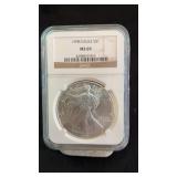 1998 MS69 Silver Eagle Dollar NGC Graded