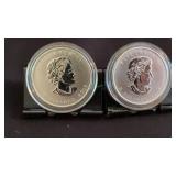 2 Canada $2015 Red Tail Hawk 1 ozt Silver $5 Coins