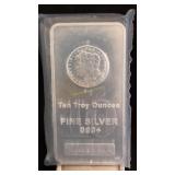10 Troy Ounce Fine Silver Bar, Morgan Design