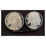 2 Buffalo Silver 1 ozt 999 Bullion Rounds BU
