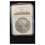 1998 MS69 Silver Eagle Dollar NGC Graded