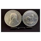 Two 2018 South Africa 1 Rand Krugerrand coins