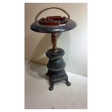 Cast Metal Pot Belly Stove Figural Ashtray Stand