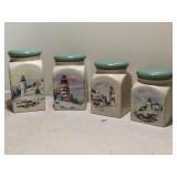 4 Lighthouse theme counter canister set