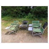 Five folding event chairs with table