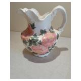 Cash Family Hand Painted Floral Rose Wash Pitcher
