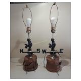 Pr Farmhouse Decor Weathervane Table Lamps