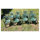 8 Green Plastic Patio Chairs