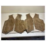 Pair Suede Leather Lined Vests
