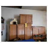 TWO TABLES, SHELF, CABINETS